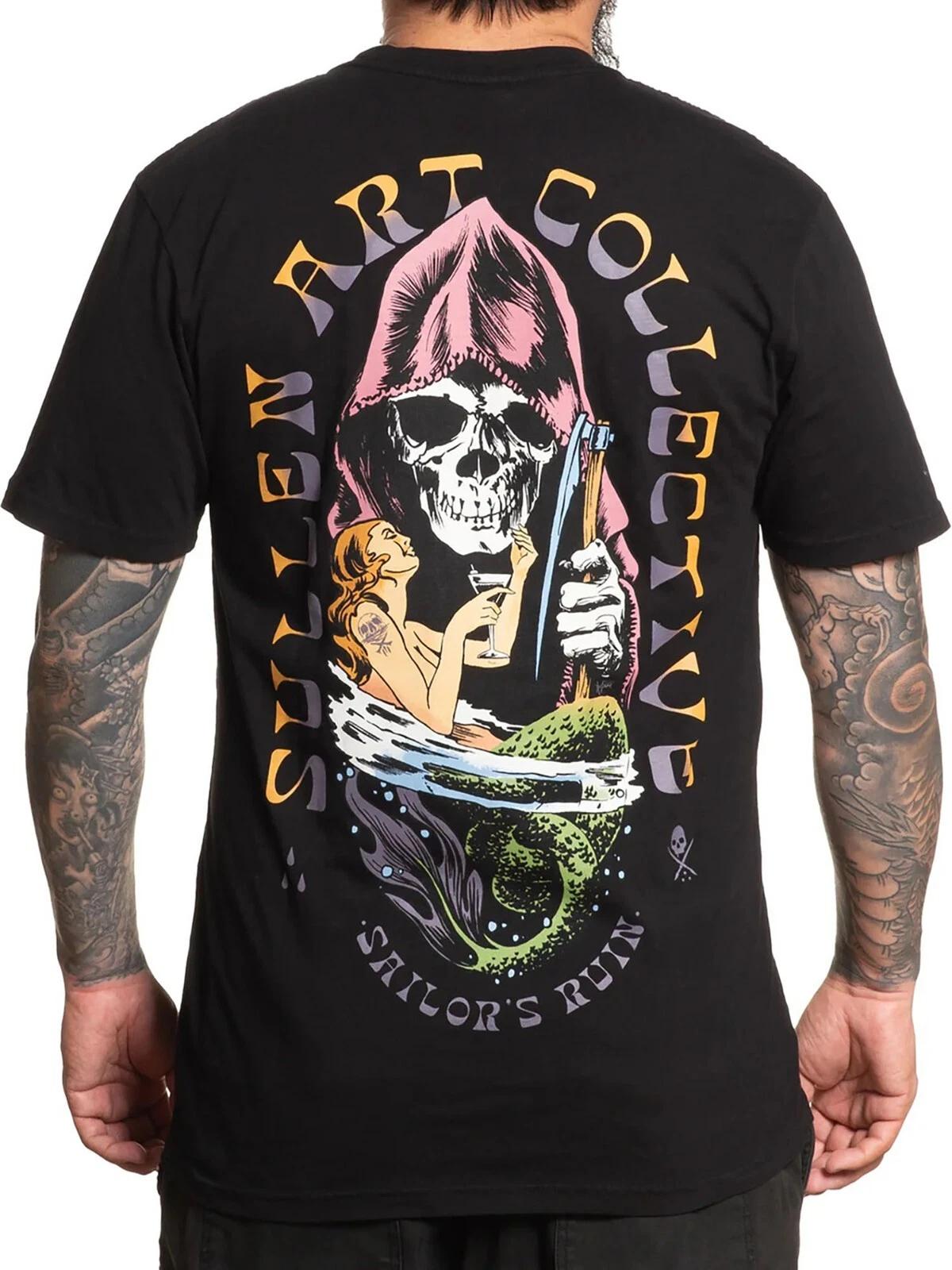 

Sullen Men s Swimming with Death Short Sleeve Premium T-shirt Reaper Tattoo Tee 3XL