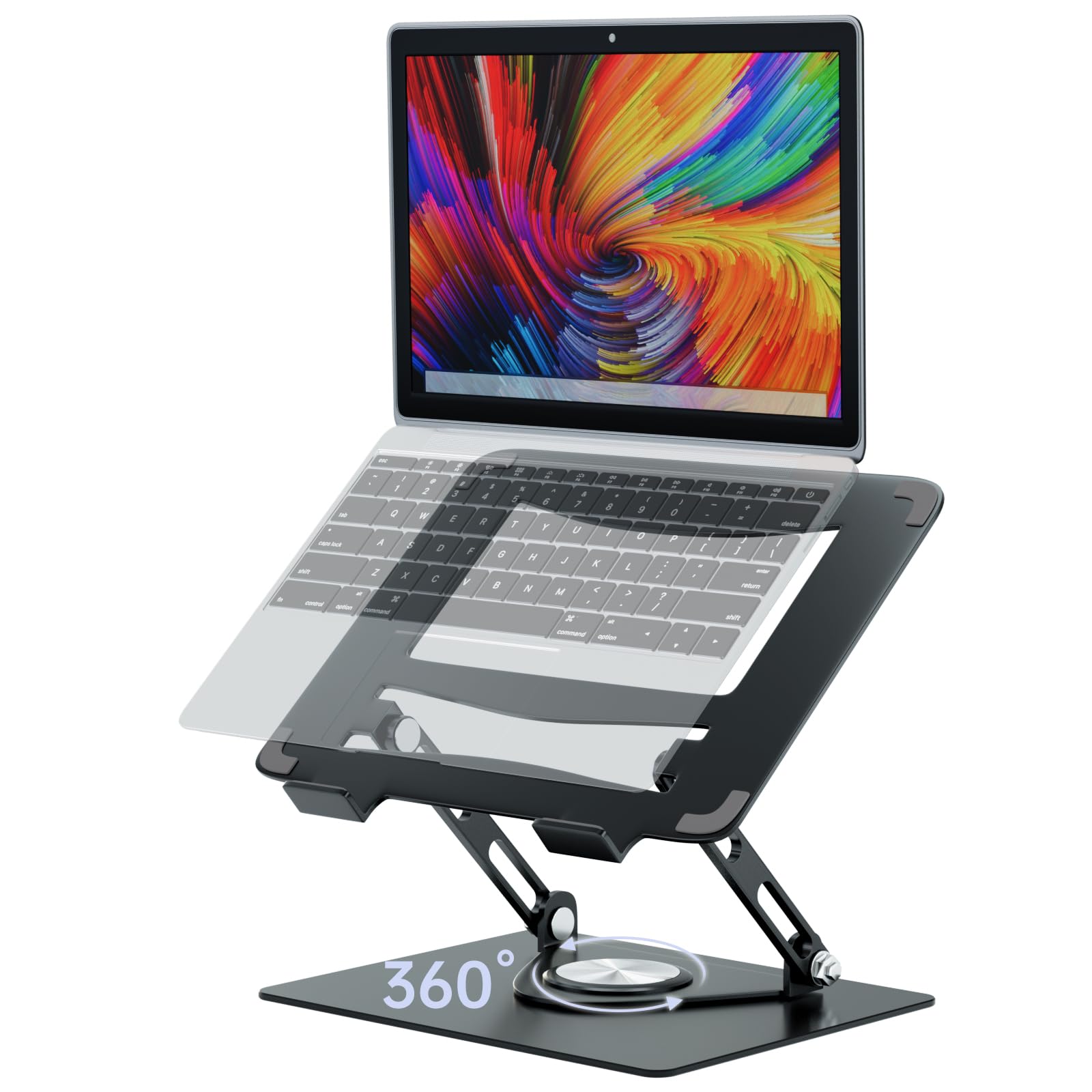 

MOHOPE Эргономичный дизайн ноутбука для улучшенного нагрева Подходит для MacBook Устойчивая подставка, Вращение на 360°, Регулируемая высота/угол, Складной, Осанка, чёрный