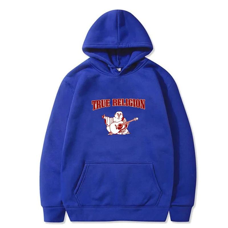 

Осінньо-зимовий жіночий повсякденний світшот унісекс True Religion Letter Print Streetwear Толстовка з капюшоном Пуловер Harajuku Top XS синій