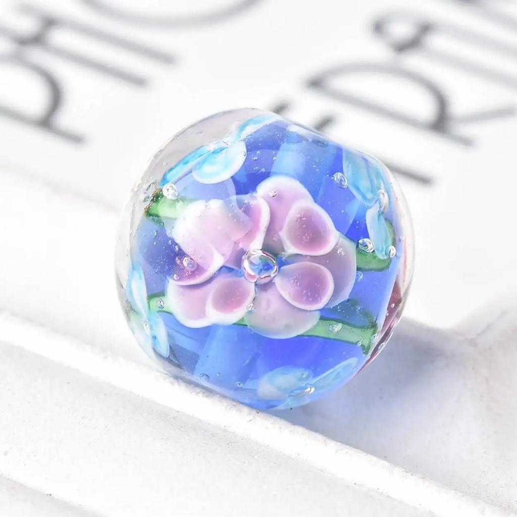 2 buc 20mm Margele Rotunde Mari Handmade Floare Lampwork Sticlă Margele Libere pentru Accesorii de Fabricare Bijuterii DIY Artizanat Descoperiri