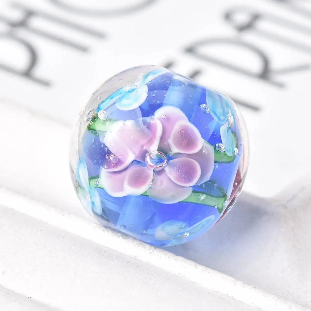 

2 шт. 20 мм Великі Круглі Ручної Роботи Скляні Намистини Лемпворк з Квіткою для Виготовлення Ювелірних Виробів Аксесуари DIY Ремесла Фурнітура 20mm-2pcs