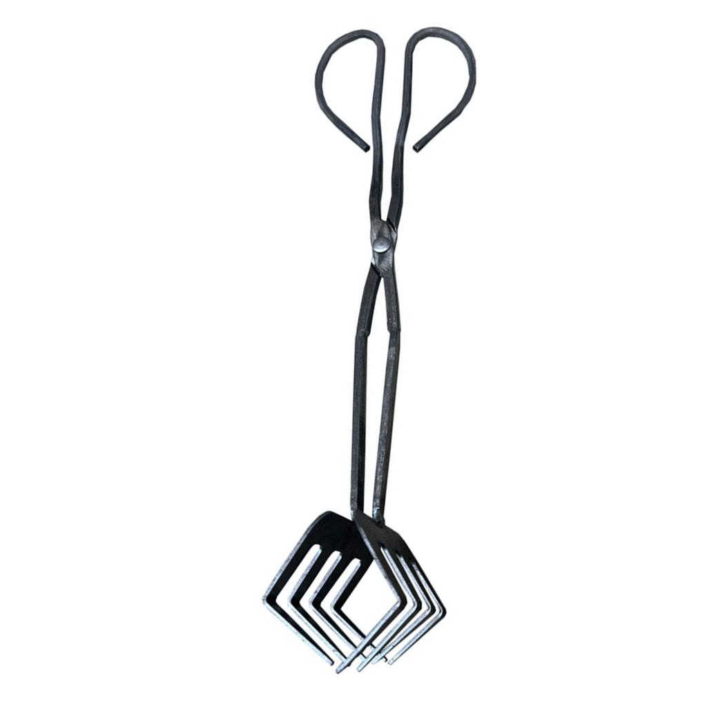 Heavy Duty Iron Fire Pit Tongs Metal Clamp for Charcoal and Firewood Handling Ideal for Camping and Outdoor Activity