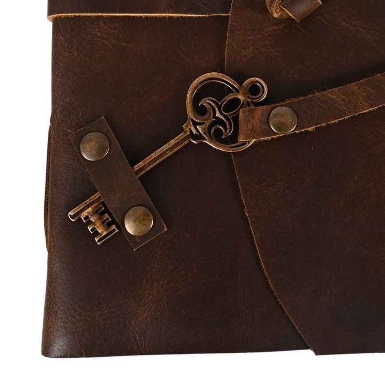 Leather Journal-Handmade Deckle Edge Paper, leather vintage handmade key journal