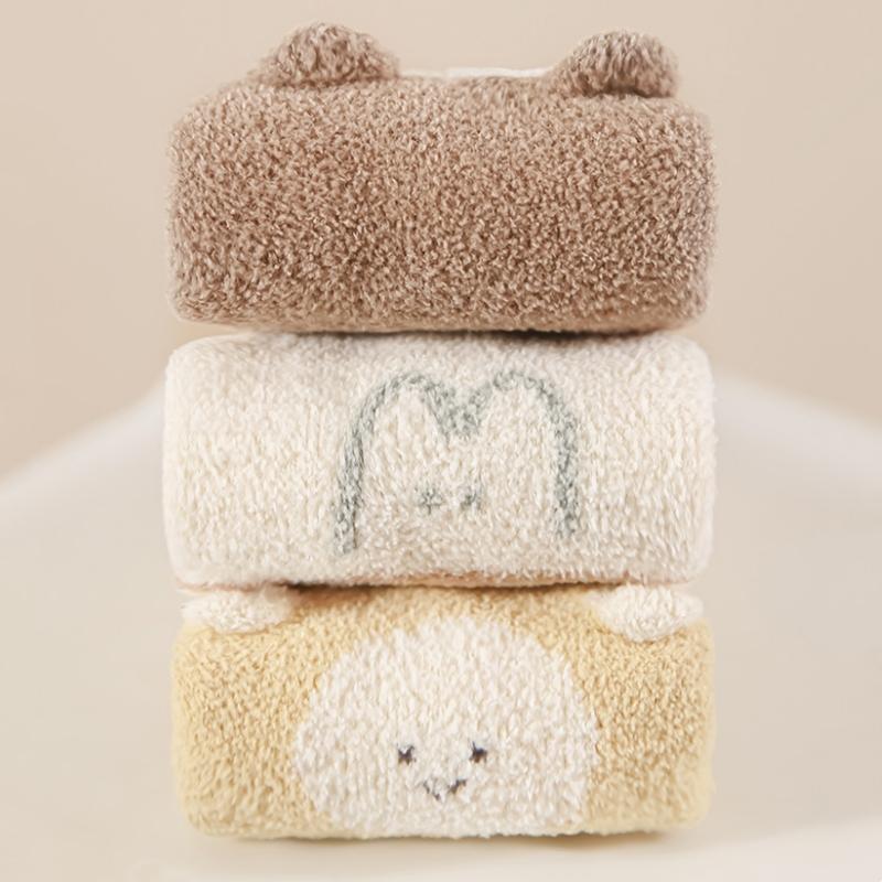 3pairs/set Winter Toddler Baby Socks For Girls Boys Thick Warm Soft Newborn Long Sock Fashion Cartoon Stockings