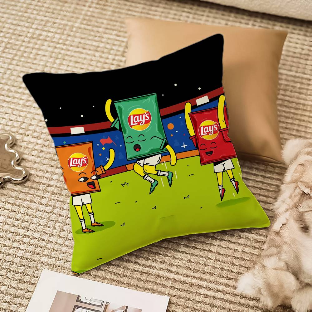 

Cute Potato Chips Pillow Case Anti-dustmite Invisible Zipper Sofa Bed 12x12Inch