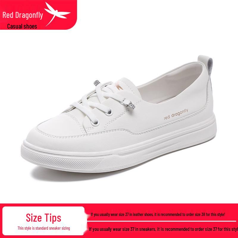 Red Dragonfly Women s Flat Summer White Sneakers - Versatile Casual Board Shoes for Students 39