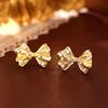 High-End Exquisite Zircon Bow Stud Earrings - Versatile and Popular Women's Fashion Jewelry