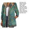 Cardigan Vintage Scollo a U Stampa Floreale Donna Maglia Aperta Ampio Cappotto Autunnale Colori Ricchi Maniche Lunghe Tasche Resistente ai Colori Primavera Autunno