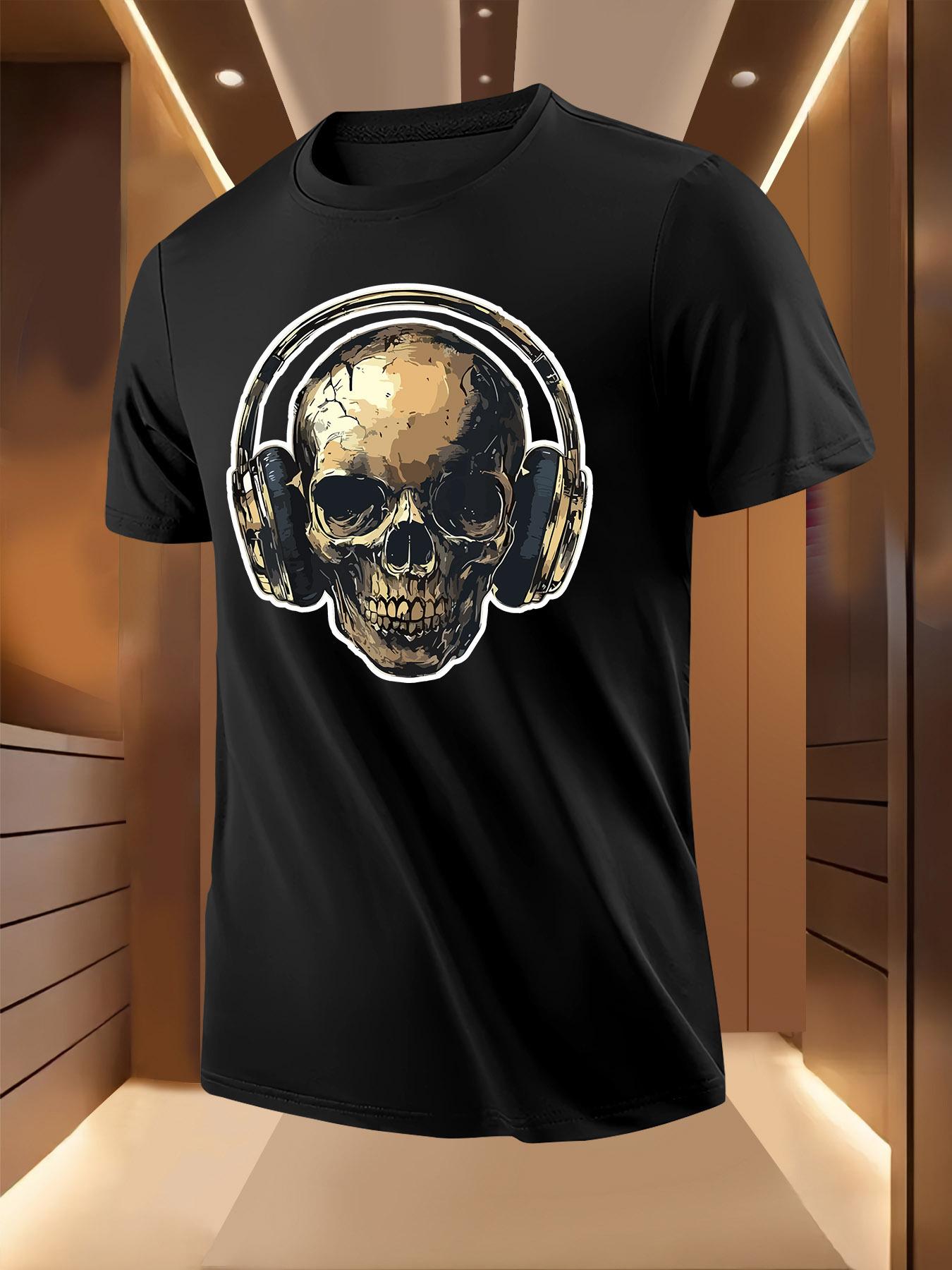 Heavy Metal Graphic Tshirt - Light Yellow Skull with Head... S
