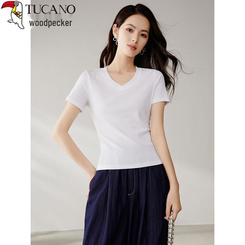 Woodpecker Women s 2025 V-Neck Slim Fit Short Sleeve T-Shirt L