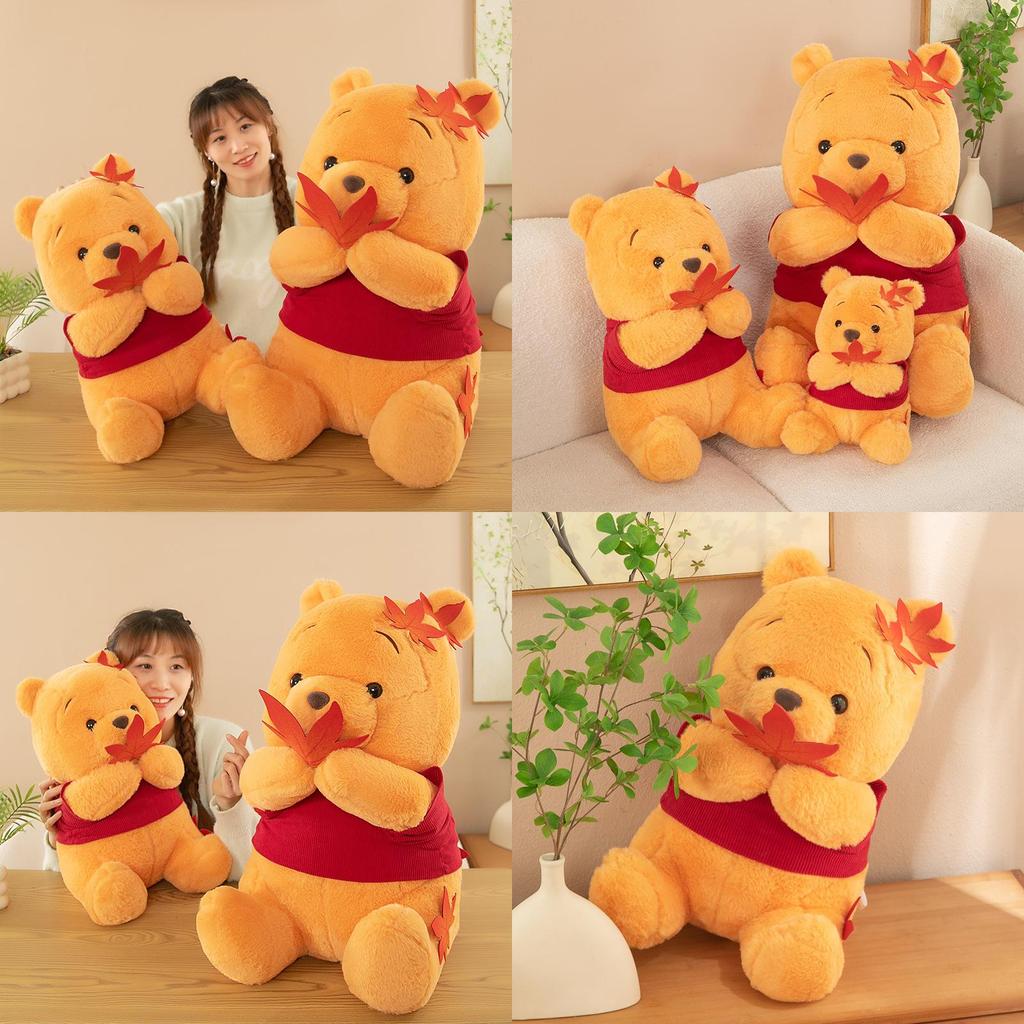 Adorable Maple Leaf Winnie The Pooh Plush Toy For Girls Soft Sleep Cuddly Doll