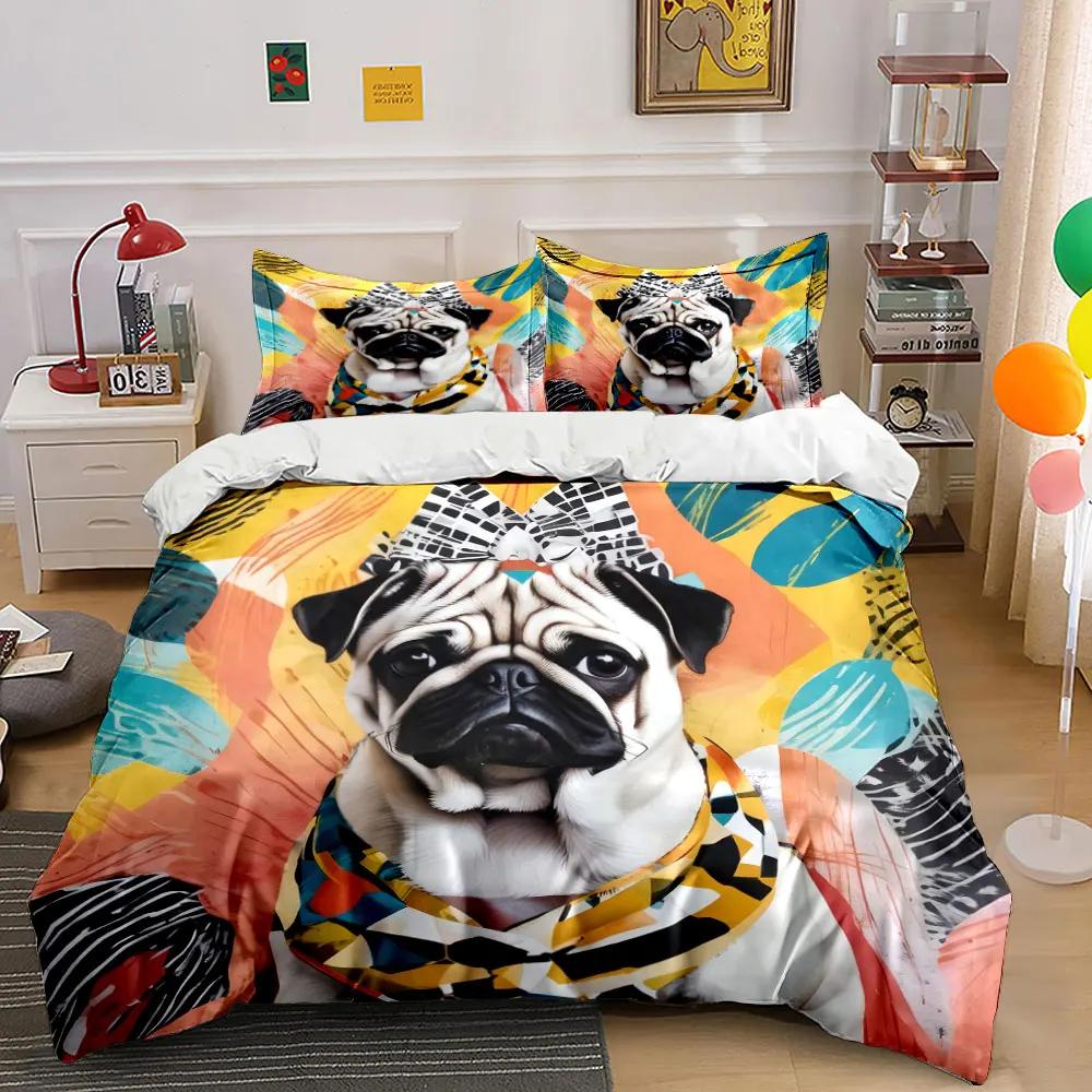 Colorful Pattern Pet Accessories Set Soft Comfortable Duvet Cover Bedding Set Included 1*Duvet Cover & 2*Pillowcases Gift