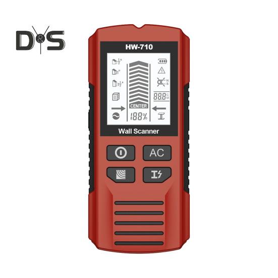 

Ручной металлоискатель с ЖК-дисплеем, высокоточный многофункциональный портативный сканер проводов и труб с питанием от батареи красный