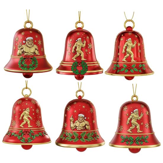 Big Foot Christmas Bell Ornament Metal Bell Christmas Tree Hanging Pendant Holiday Stocking Stuffers Gifts for Big Foot Lovers