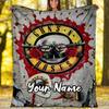 Custom Name Guns N Roses Theme Printed Blanket - Perfect for Couch, Bed, Travel & Outdoor Use | Machine Washable, Cozy & Durable.