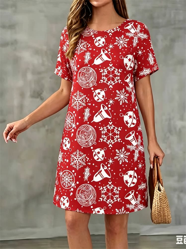 Fashion 3D Print Summer Dress Loose Casual Short Sleeve O-Neck Mini Dress