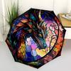 1pc Stained Glass Dragon Compact Travel Umbrella, Automatic Folding Lightweight Windproof 8-Bone Reinforced Design, 012087