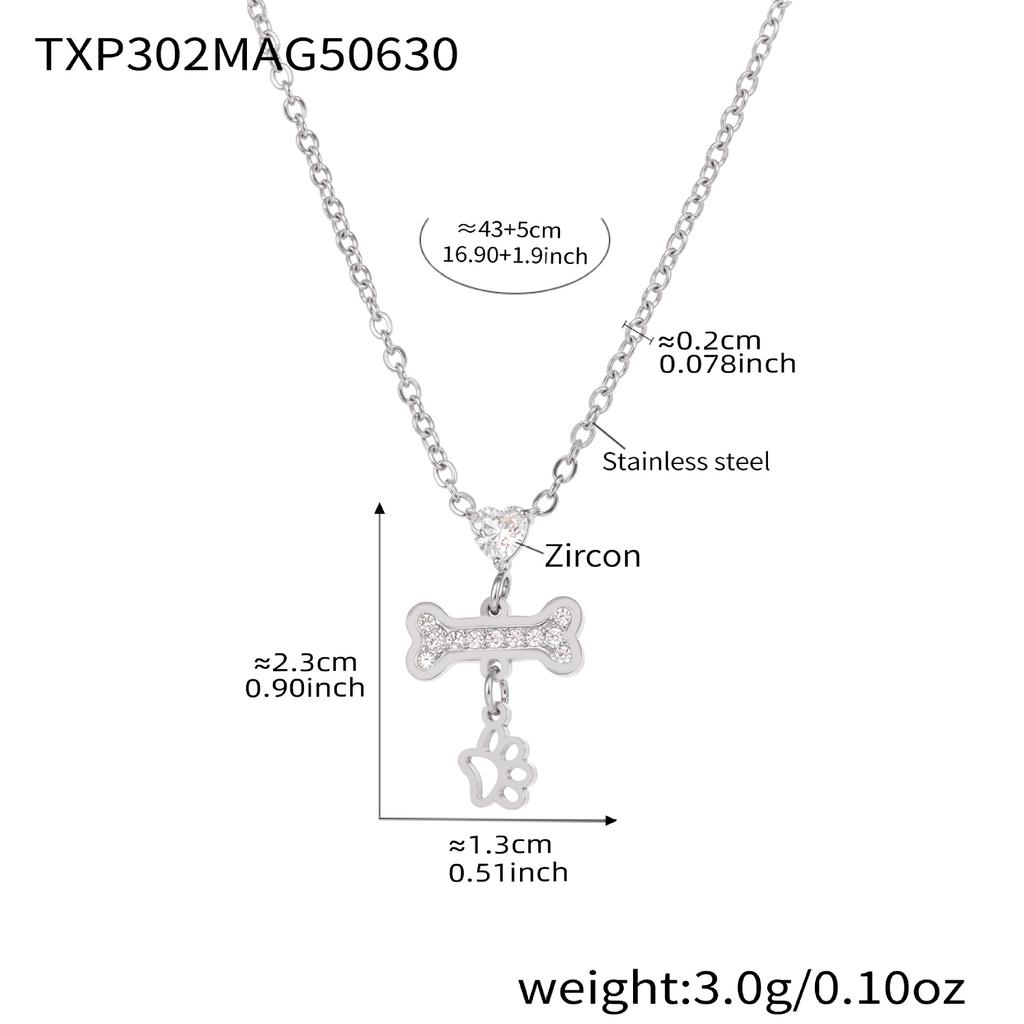 Heart Bone Pendant Necklace & Chain Bracelet Set