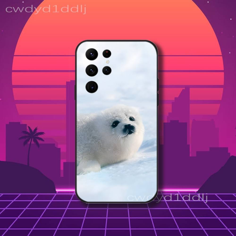 Cute S-Seal Seals Animal Phone Case For Samsung S10,S21,FE,S21 ,S26,S25,S24,S23,Ultra,S9,S22,Plus Black Shockproof Silicone Sof