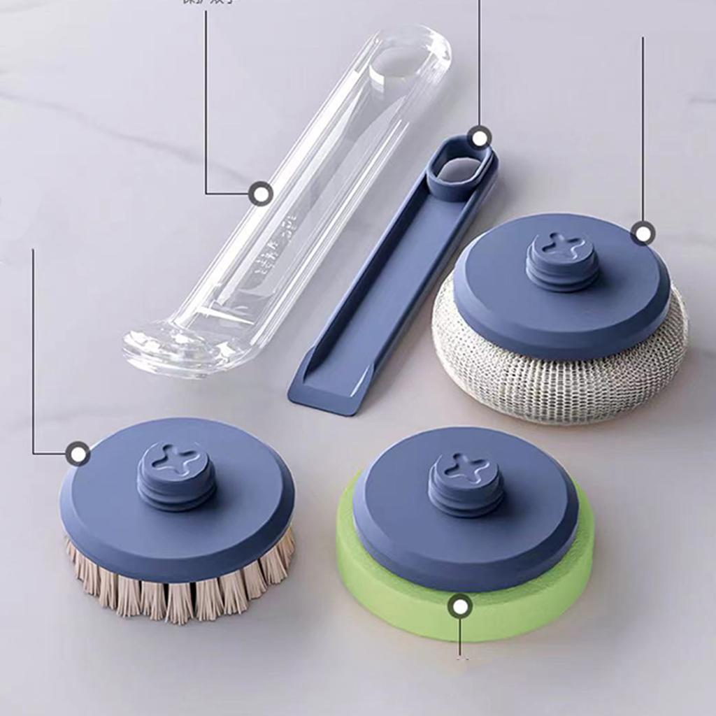 Kitchen Dish Brushes 3 in 1   Handle Pot Pan Sponge Scrubber Brush Cleaning Tool Set