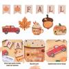 Tiered Tray Decor Fall Maple Leaf Pumpkin Wooden Blocks Tray for Tabletop Holiday Party
