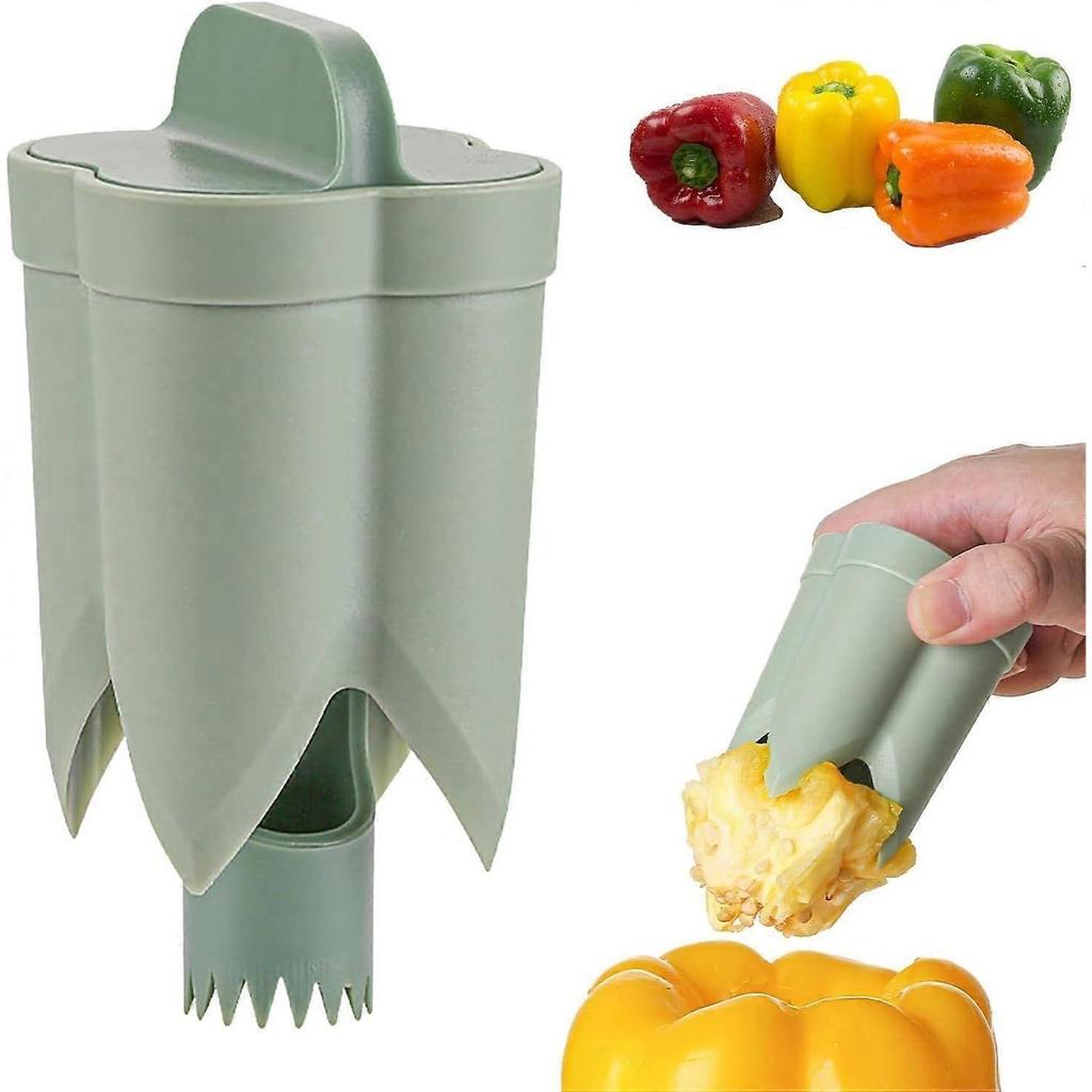 Pepper Seed Corer Remover, 2025 Upgraded 2-in-1 Bell Pepper Cutter & Deseeder, Fruit & Vegetable Corer, Effortless Kitchen Tool for Fast, Efficient Me
