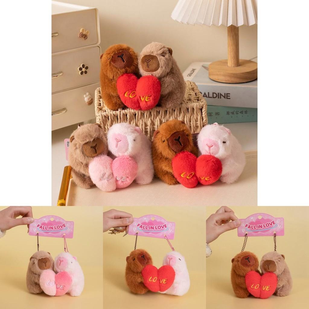 Cute Capybara Plush Keychain Heartfelt Design Soft Pp Cotton Gift For Friends And Lovers