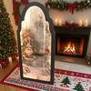 Christmas Mirror Hologram Santa Xmas Tree Scene Mirror with LED Light for Holiday Indoor Bedroom Kitchen Decor