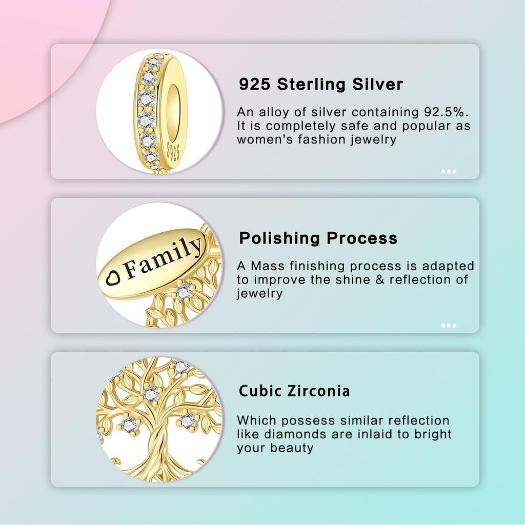 Copper Charms Golden Tree Of Life Family Pendants Fit 4Mm Hole Diameter Bracelets Cute Exquisite Diy Jewelry Gifts