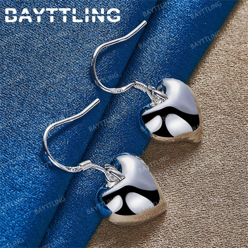 Luxurious 925 Sterling Silver Exquisite Polished Heart-Shaped Earrings for Women Fashionable Wedding Accessories