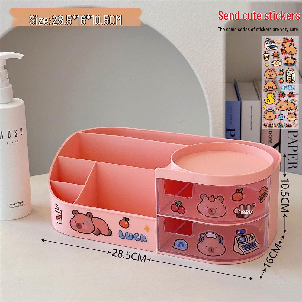 Multifunctional Makeup Organizer with Mirror and Skincare Storage
