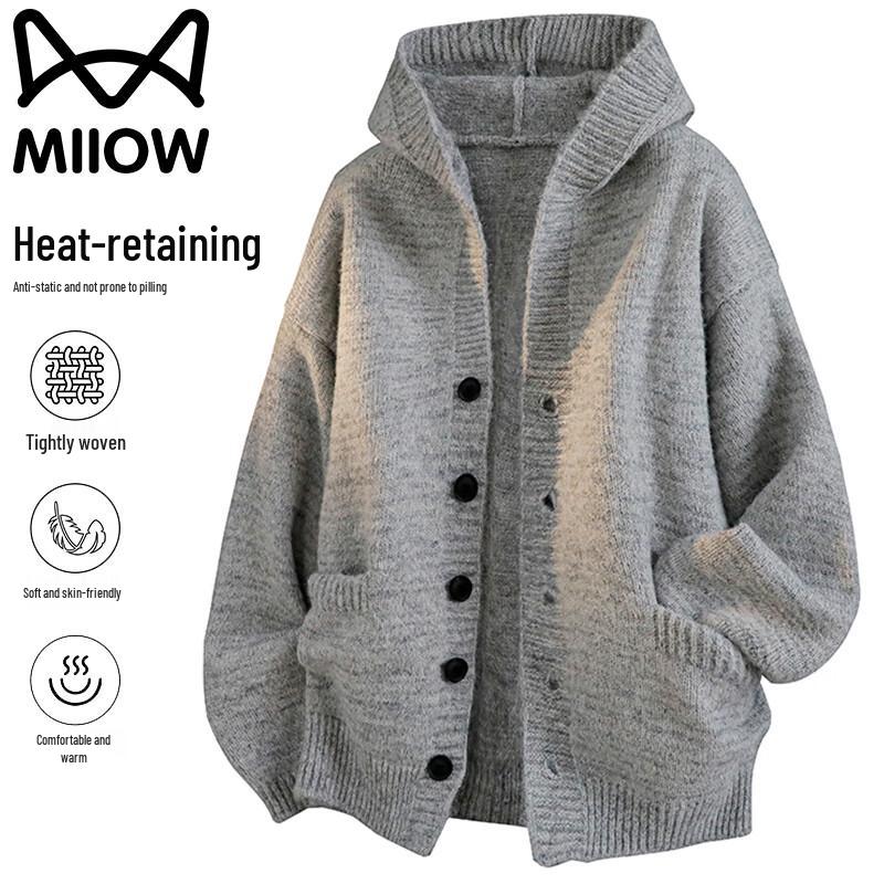 

Mao Ren Men s Hooded Cardigan Knit Sweater XL