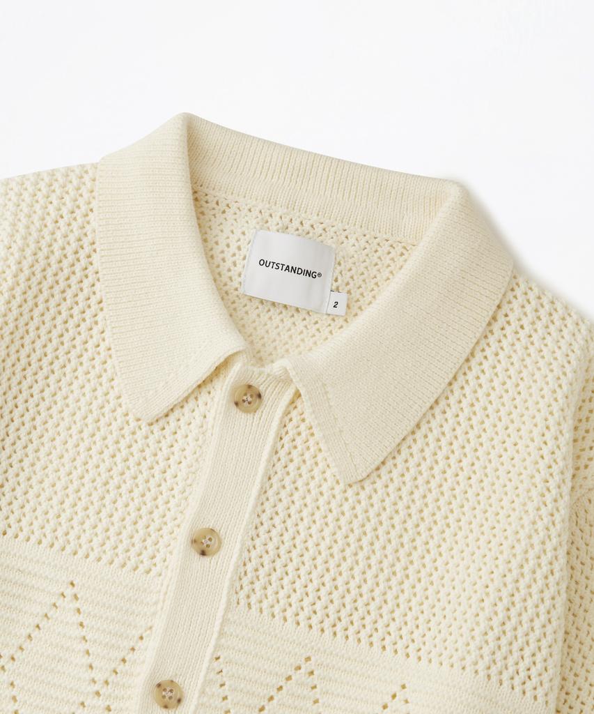 OUTSTANDING Hs Crochet Knit Cardigan_Ivory