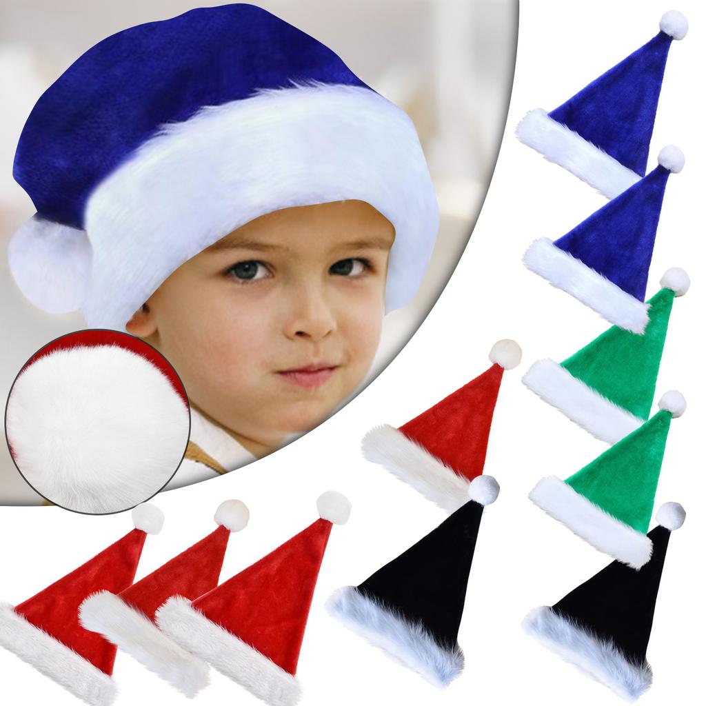 Christmas Adult And Children's Hat Red/green/blue/black Elastic Windproof Brimless Warm Fabric Christmas Party Hat Adult Hat Decoration Club