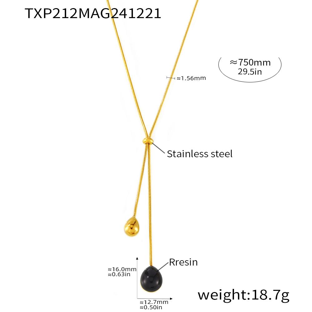 Long Necklace Matching Earring Ring In Stainless Steel With Multi Color Resin Sweater Chain Necklaces Earrings Rings For Women