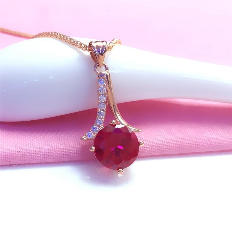 Pure Purple Gold Red Pomegranate Set Chain Flash Diamond Plated Rose Gold Color Gold Necklace Design