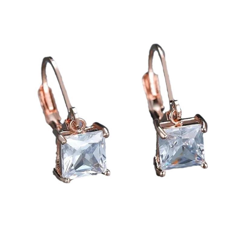 Zircon Earrings, Fresh Design Geometric Square Earrings, Simple Temperament Stud Earrings Women'S Earrings