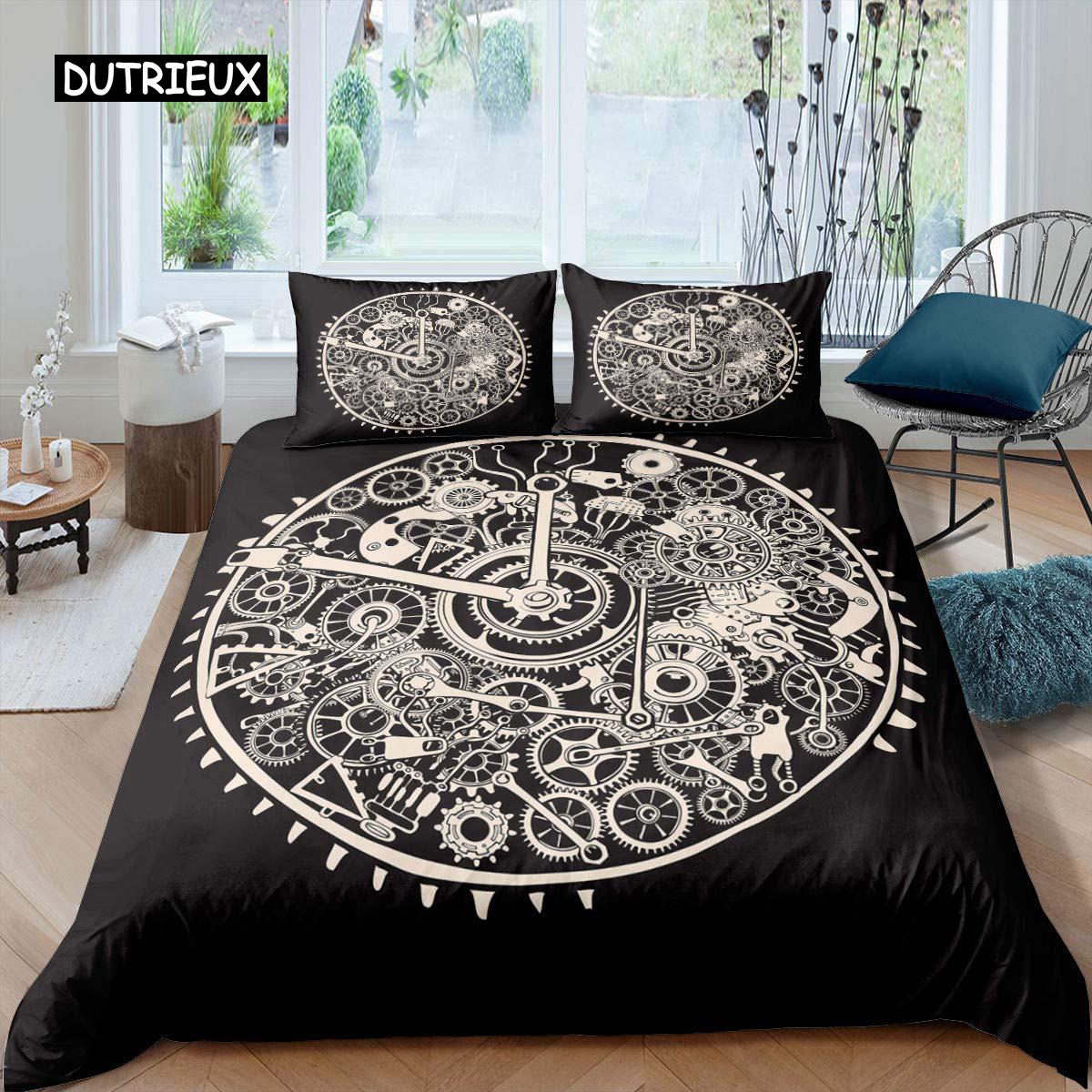 

Ndustrial Gear Bedspread Cover Collection Queen Size Size Steampunk Style Locks Comforter Cover Boys Men Mechanical Device Polyester Bed Linen EU single(135x200cm)