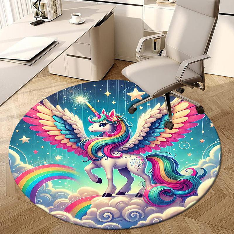 1pc Office Carpet Chair Mats Rainbow Unicorn Fantasy Perfect for Decorating Office Chairs, Living Rooms, Or Bedrooms