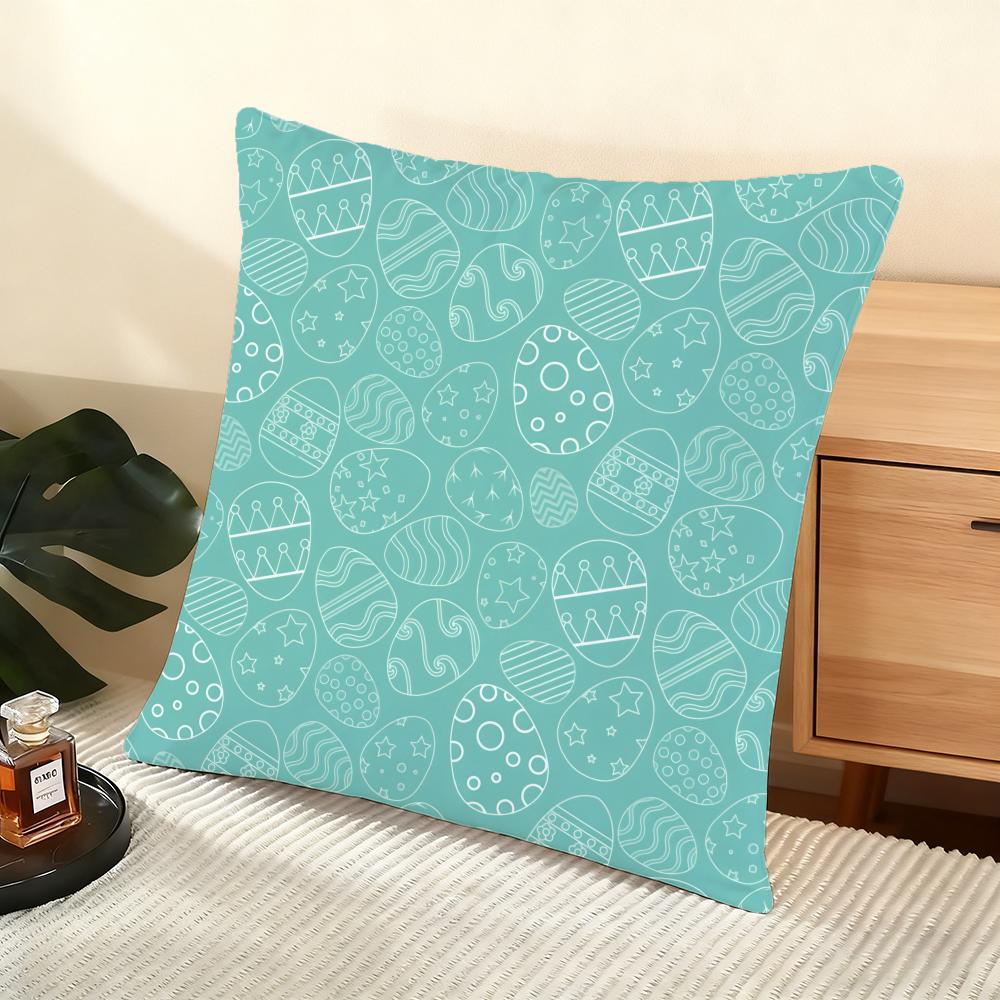 Happy Easter Cushion Cover Soft Short Plush Pillow Cover Smooth Cozy Texture Aesthetic Cushion Case Home Decor