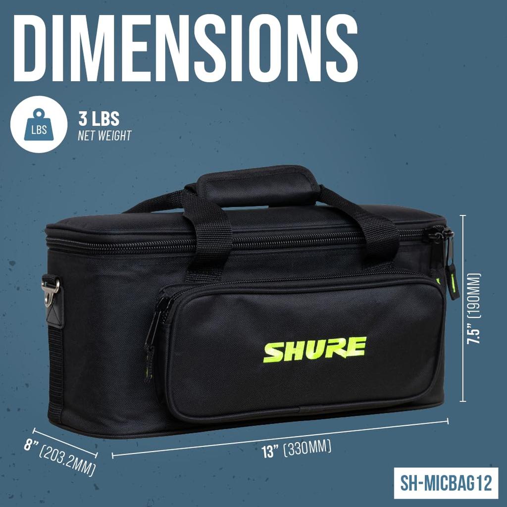 Shure by Gator SH-MICBAG12 Nylon Carrying Bag for Dynamic Microphones, Holds 12 Microphones [Includes Shoulder Strap] [Official Japanese Product]