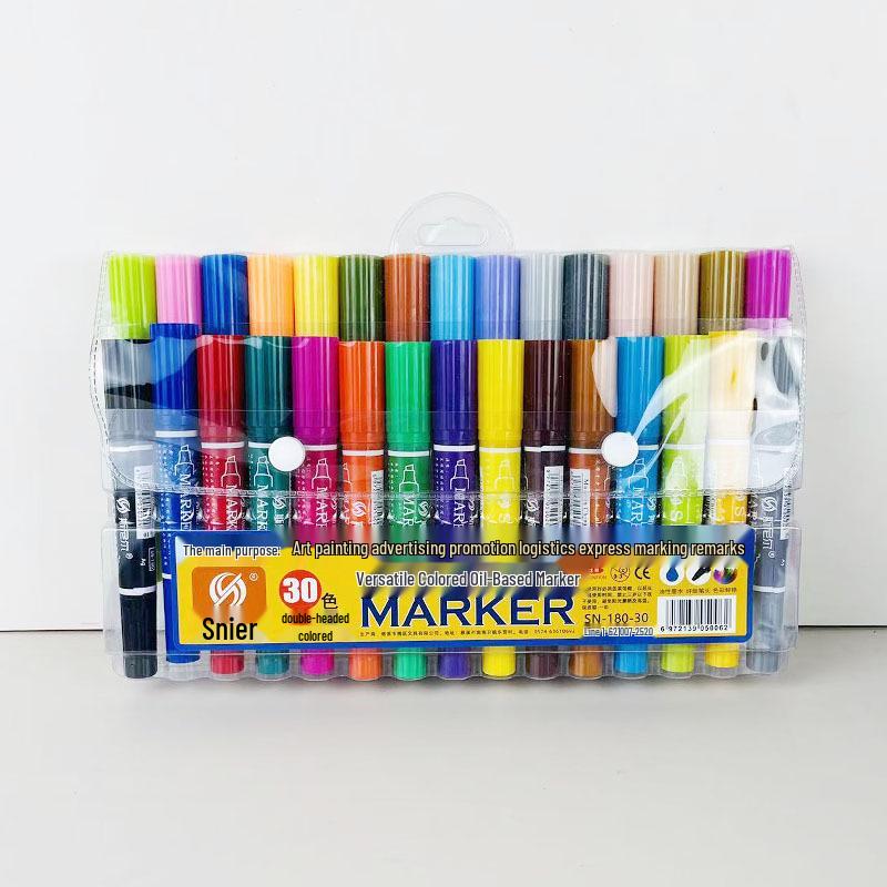 Snell Double-Ended Oil-Based Marker Pens - 24/30 Colors for Children and POP Art