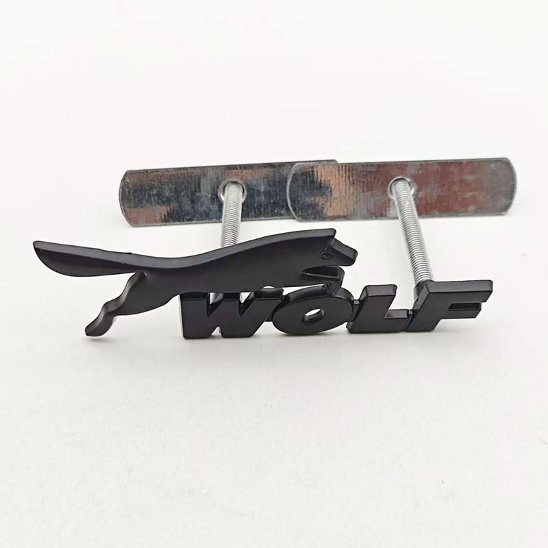 3D Metal Black Chrome Logo WOLF Car Modified Grille Front Badge Emblem For Jagura Ford Chevrolet JEEP VW BMW & More Accessories la2