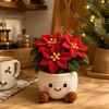 Holiday Gift Ideas for Family Simulated Crochet Christmas Potted Decor, Knitted Mini Artificial Tree Flower Handmade Crocheted Yarn Flowers Ornament,