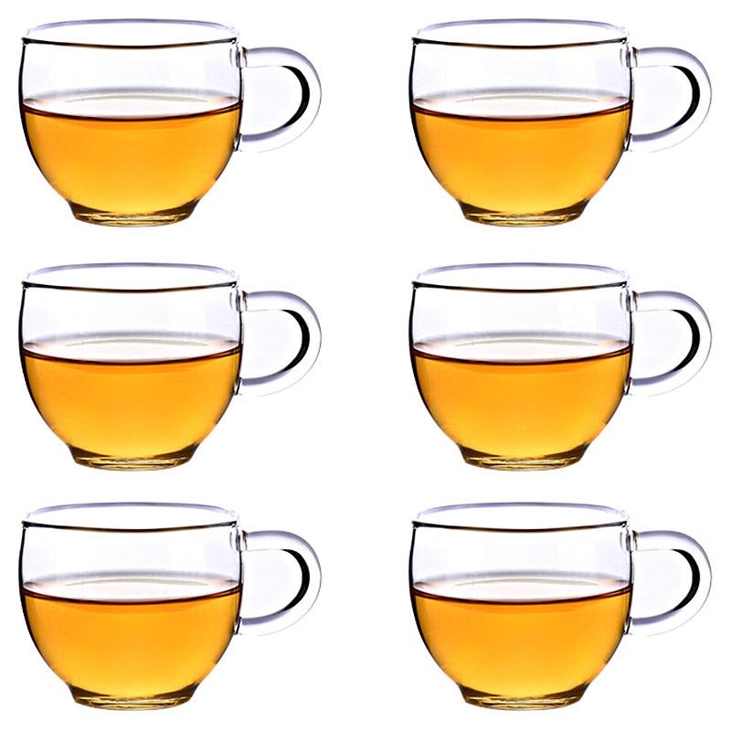 6 PCS / Coffee Cup High Borosilicate High Temperature Resistant Glass Small Cup Thickened Heat Resis