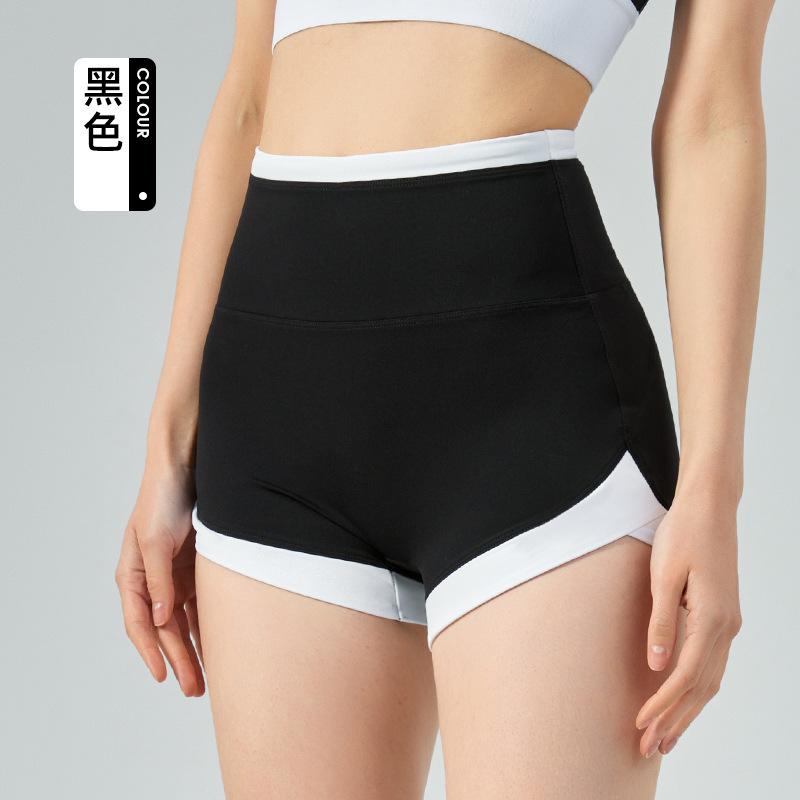 No Embarrassment Line Yoga Shorts Women s Naked Peach Sports Shorts High Waist Belly Buttocks Breathable Fitness Three-point Pants S чёрный