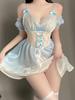 Sexy Naughty New Year Lingerie for Wet Women Hollow Out Bodysuit Open Crotch Underwear Erotic Role Playing Costumes Exotic Thong