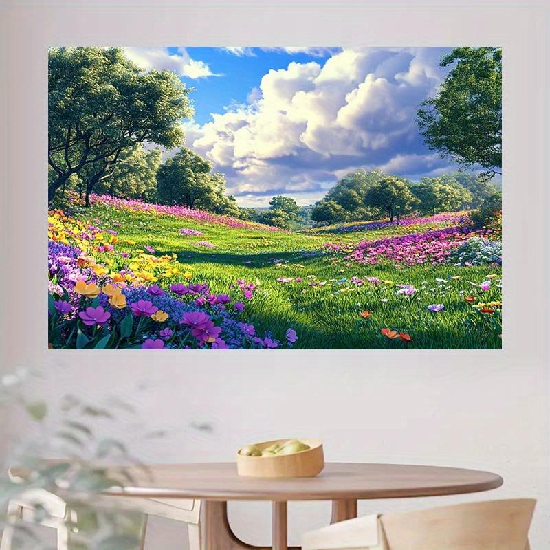 1 piece of gorgeous floral grassland and lush green landscape background cloth  no need for power supply
