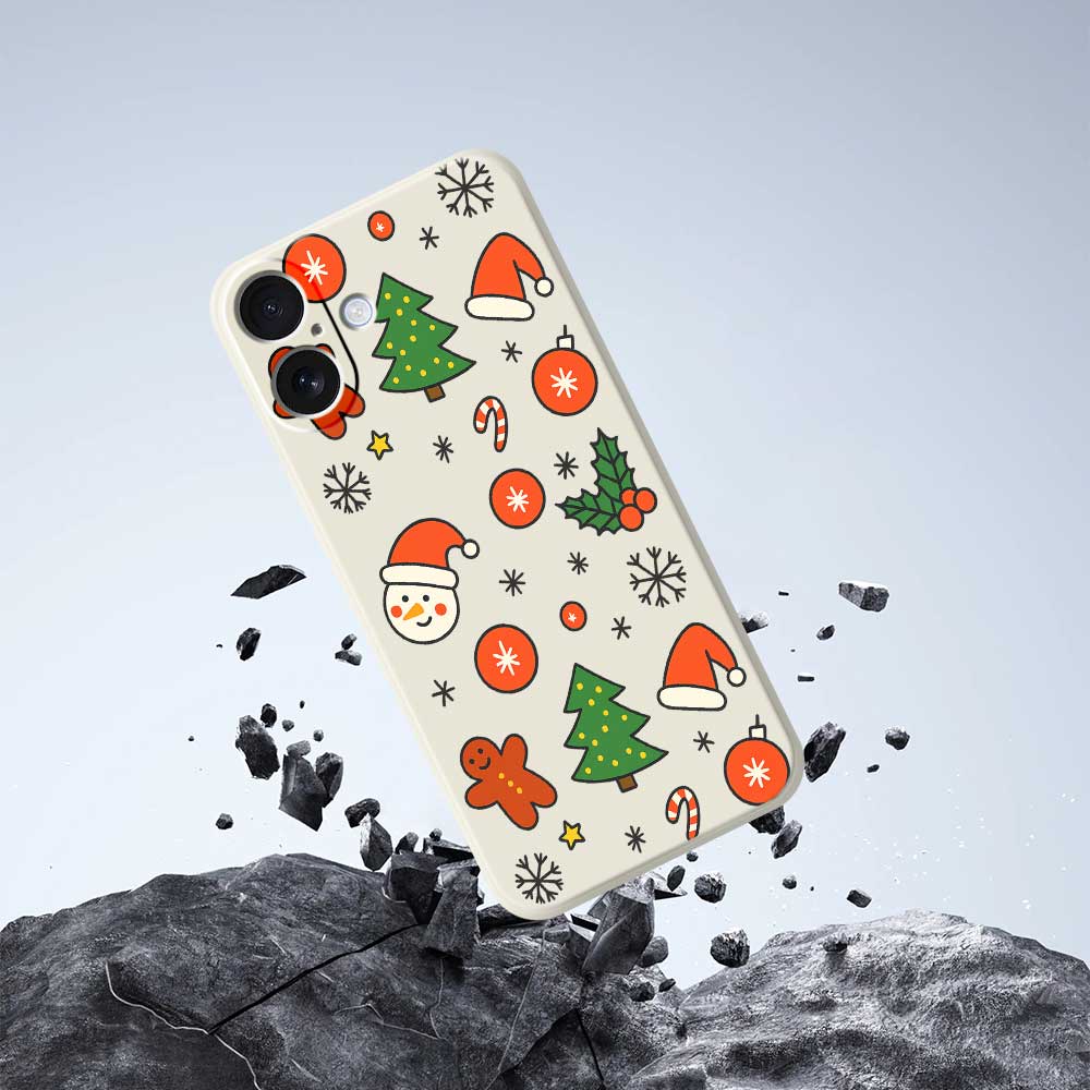 For iPhone 17 Case Lovely Christmas Pattern Printing Straight Edge TPU Phone Back Cover