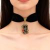 Gothic Winged Skull Heart Pendant Velvet Choker Necklace